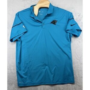 Nike Carolina Panthers Polo Shirt Dri-Fit Blue Short Sleeve NFL Men's Small 2XL